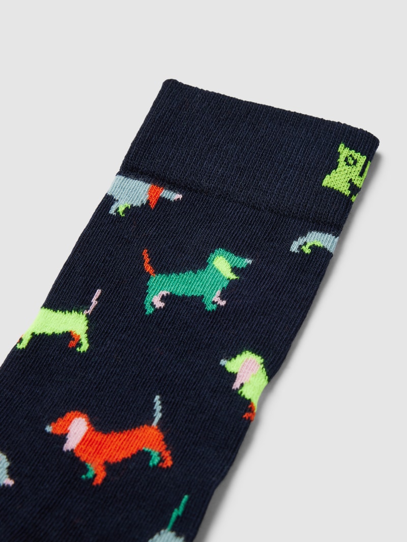 Socken mit Motiv-Print Modell 'Puppy Love' in marineblau