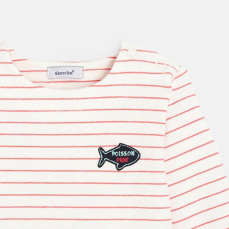 T-shirt marinière bébé garçon en interlock rouge Absorba