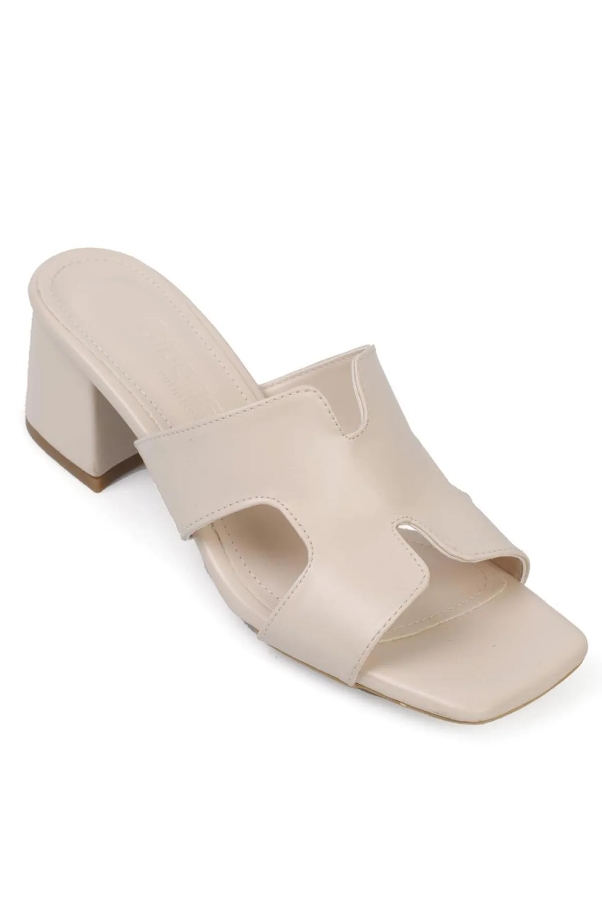 Capone Outfitters  Pantolette - Ecru - Blockabsatz