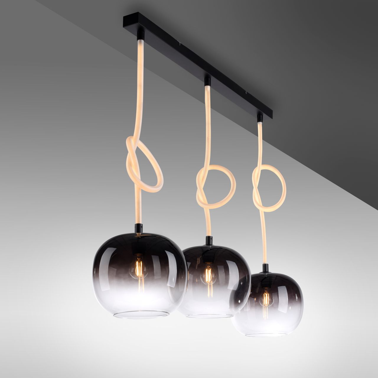 Paul Neuhaus Pendelleuchte LUMA, 3x E27/40 Watt max., 3x LED-Board/12,50Watt, Schwarz