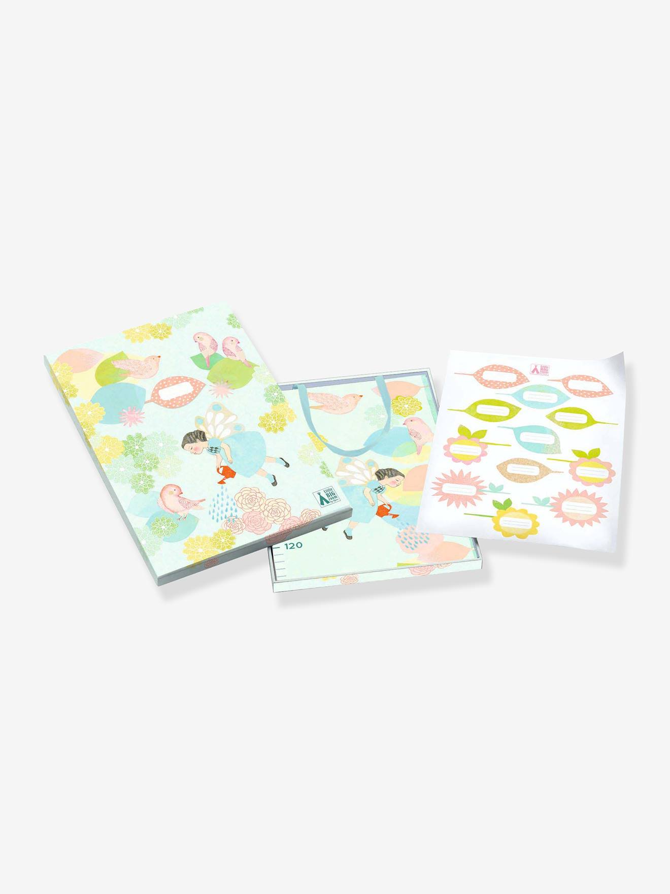 Djeco Kinder Papier-Messleiste mit Stickern Vögel & Blumen DJECO - blau bedruckt
