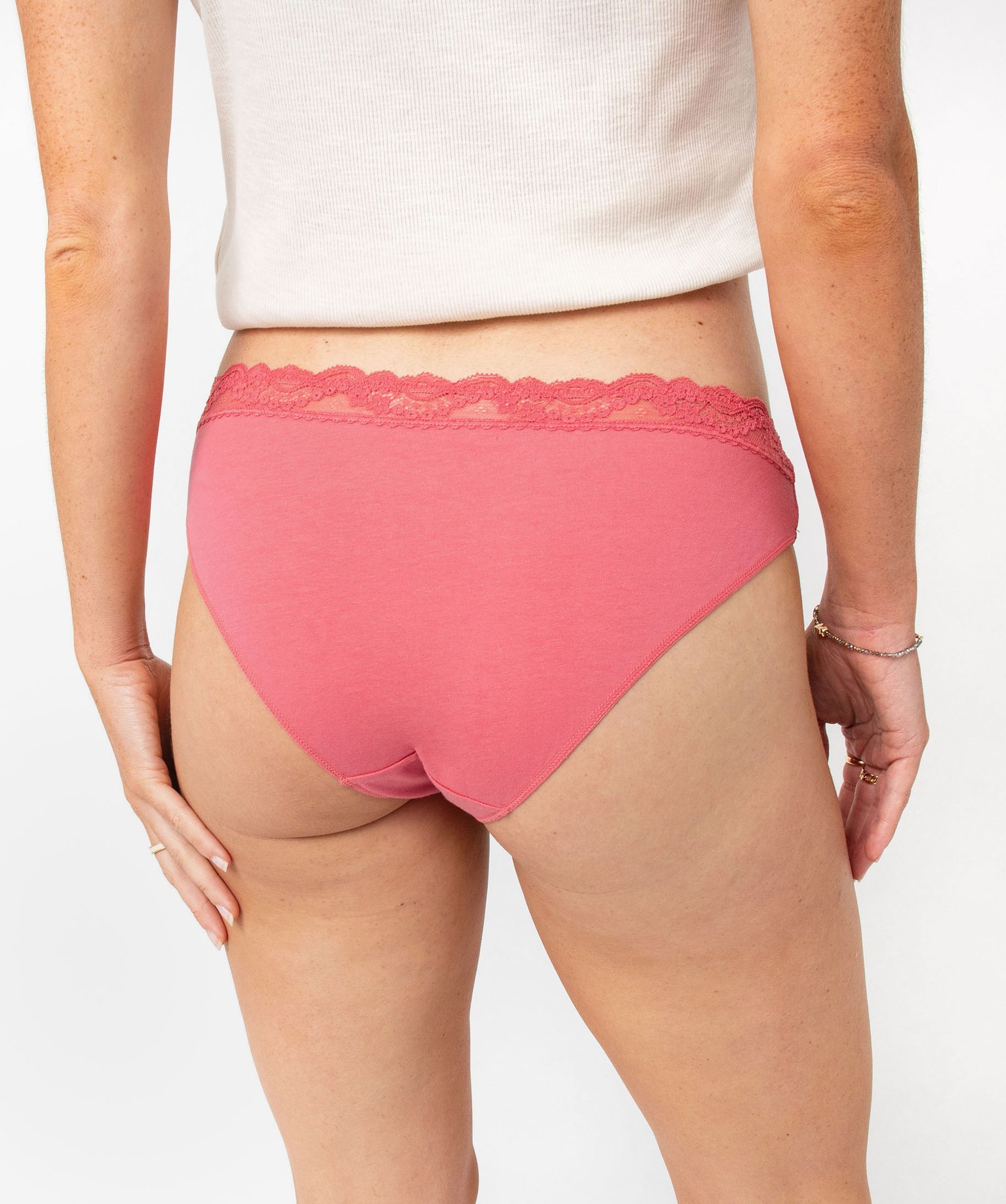 Culotte en coton stretch avec taille dentelle femme (lot de 2) rose | GEMO