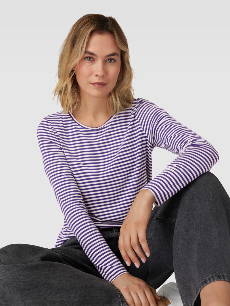 Longsleeve mit Streifenmuster und Rundhalsausschnitt in purple
