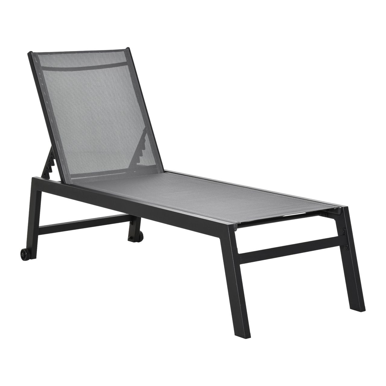 Outsunny Sonnenliege Gartenliege 5-stufige Rückenlehne Aluminium Grau