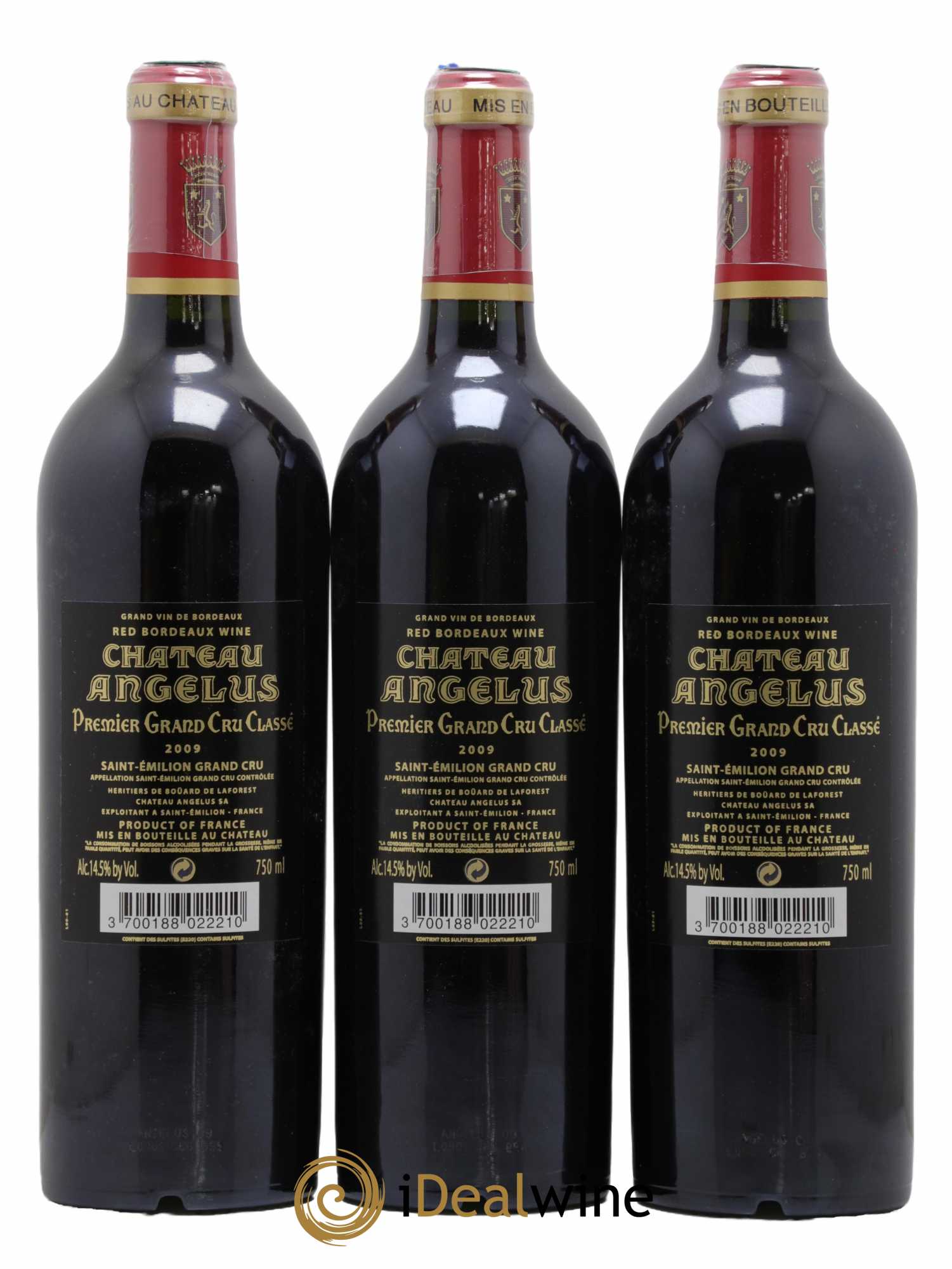 Château Angélus 1er Grand Cru Classé A  2009 - Lot de 6 Bouteilles