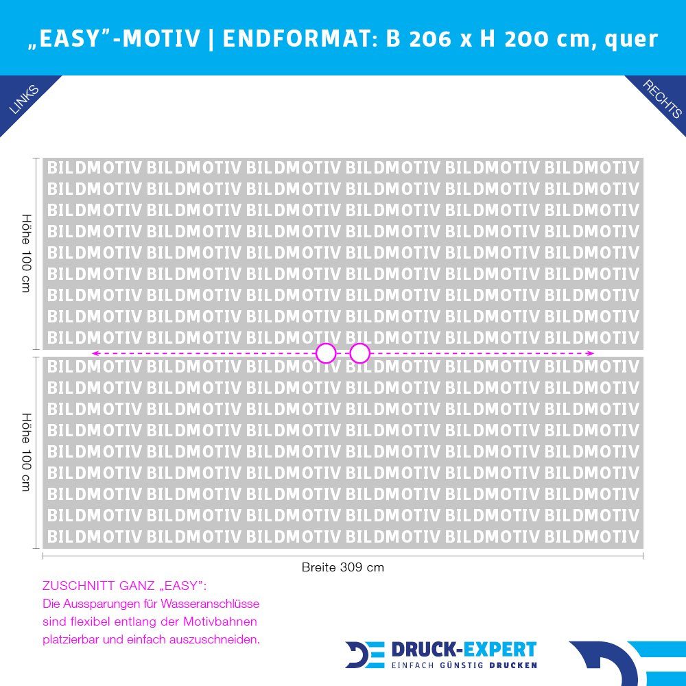DRUCK-EXPERT Duschrückwand Premium Duschrückwand - langlebiger Fliesensticker aus 0,4 mm selbstklebenden Hart-PVC