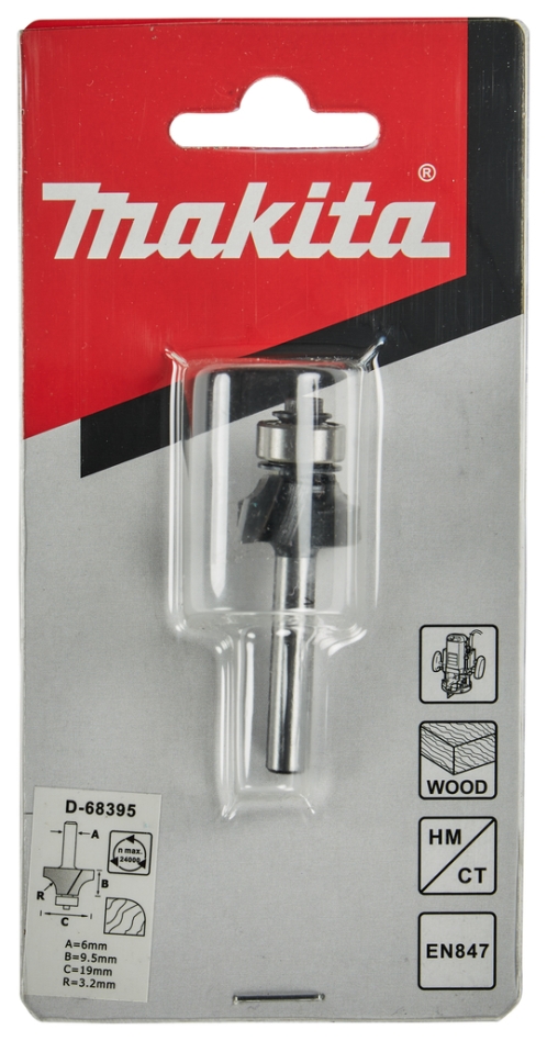 Accesorios Makita D-68395 Fresa de redondeo 19 x 9,5 mm S6