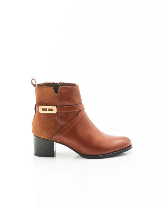 Bottines à talon bi-matières