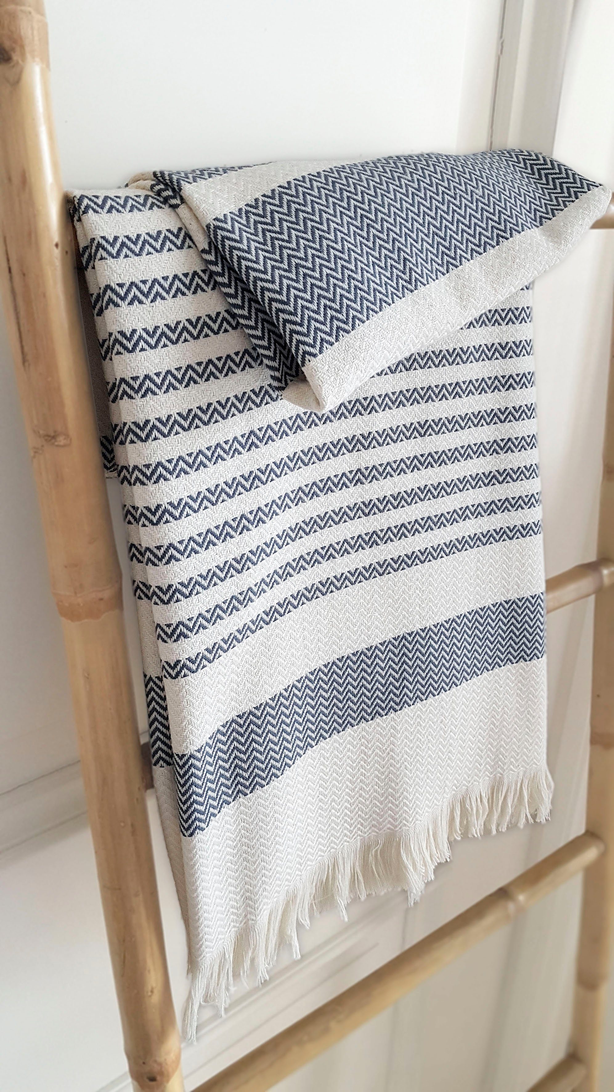 framsohn frottier Hamamtuch Boho Living, Hamam Frottier (1-St), 100x180 cm, gestreift & mit Fransen, ideal als Strandtuch, Saunatuch