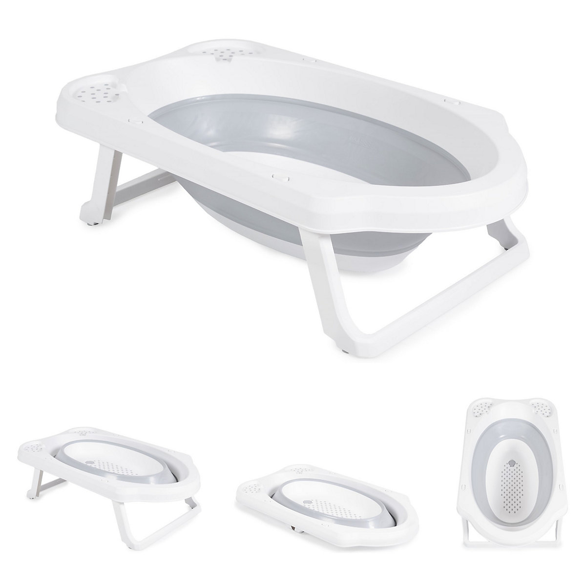 Babybadewanne Maui 84 cm lang Wasserablauf Ablagefächer Babybadewannen