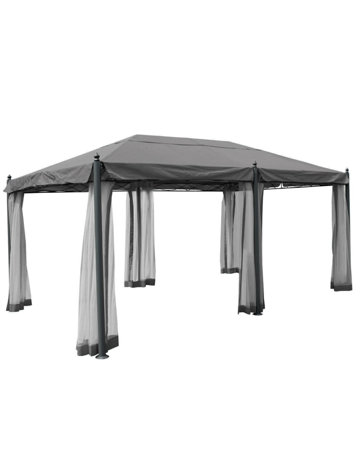 MCW Pergola Calpe mit Seitenwand und Moskitonetz, Grau mit Seitenwand   Moskitonetz günstig kaufen onesize