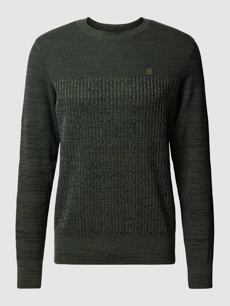 Strickpullover mit Strukturmuster in dunkelgrün meliert