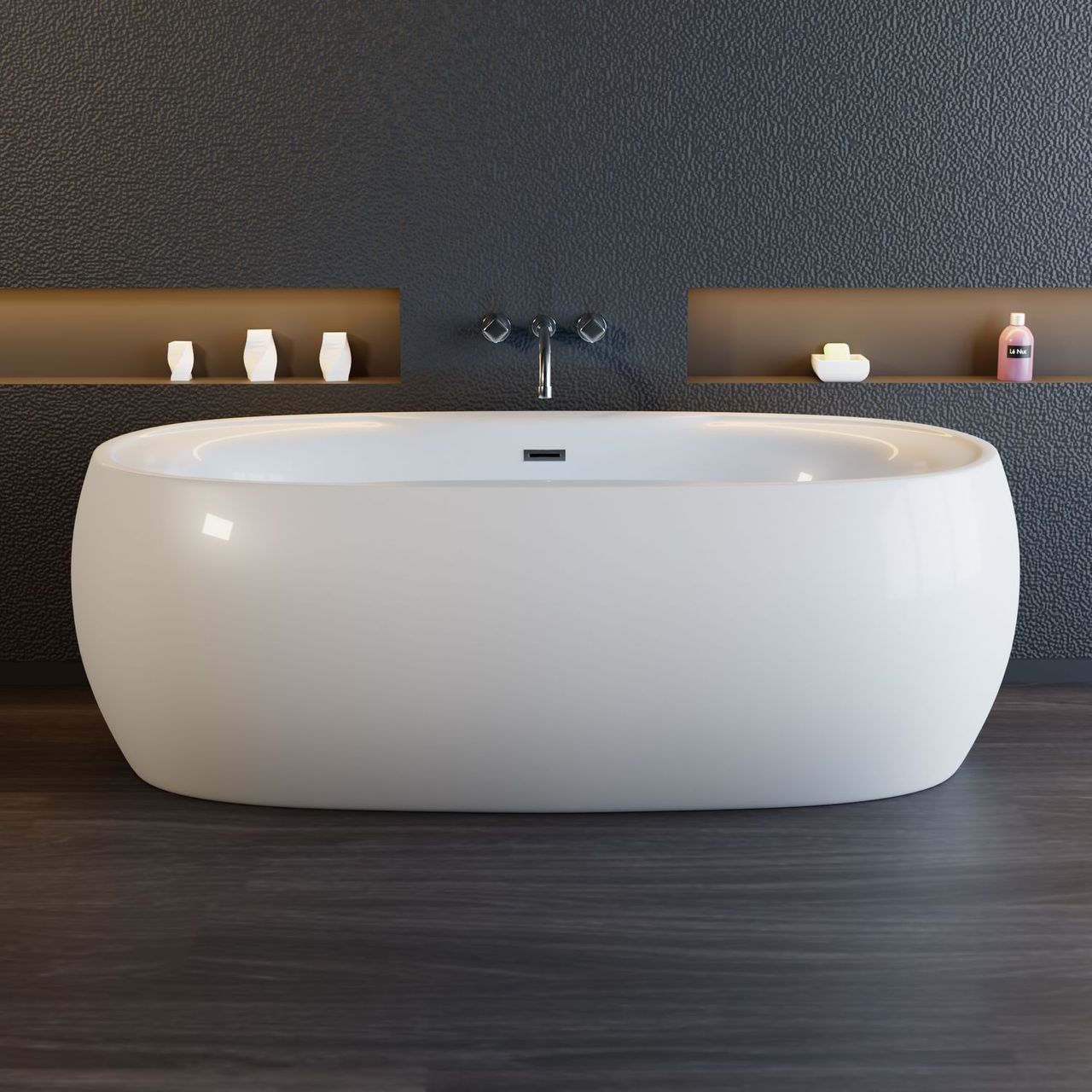 TroniTechnik Freistehende Badewanne Acrylbadewanne Standbadewanne Dokos 180cm x 100cm x 60cm