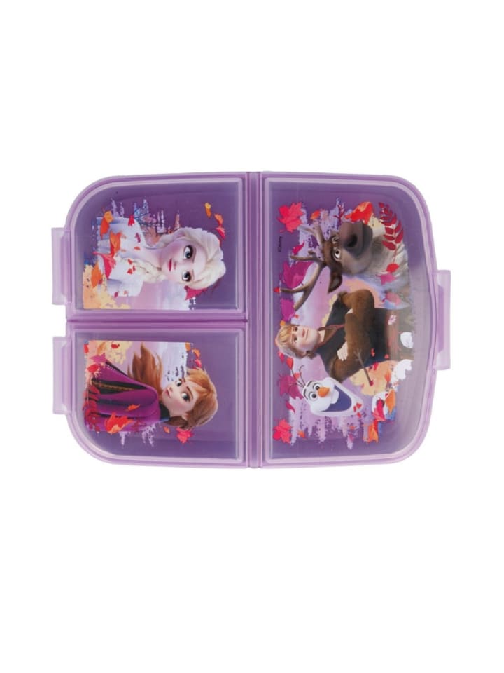 Disney Frozen Anna und Elsa Kinder Premium Lunchbox Brotdose mit 3 Fächern in Lila günstig kaufen onesize
