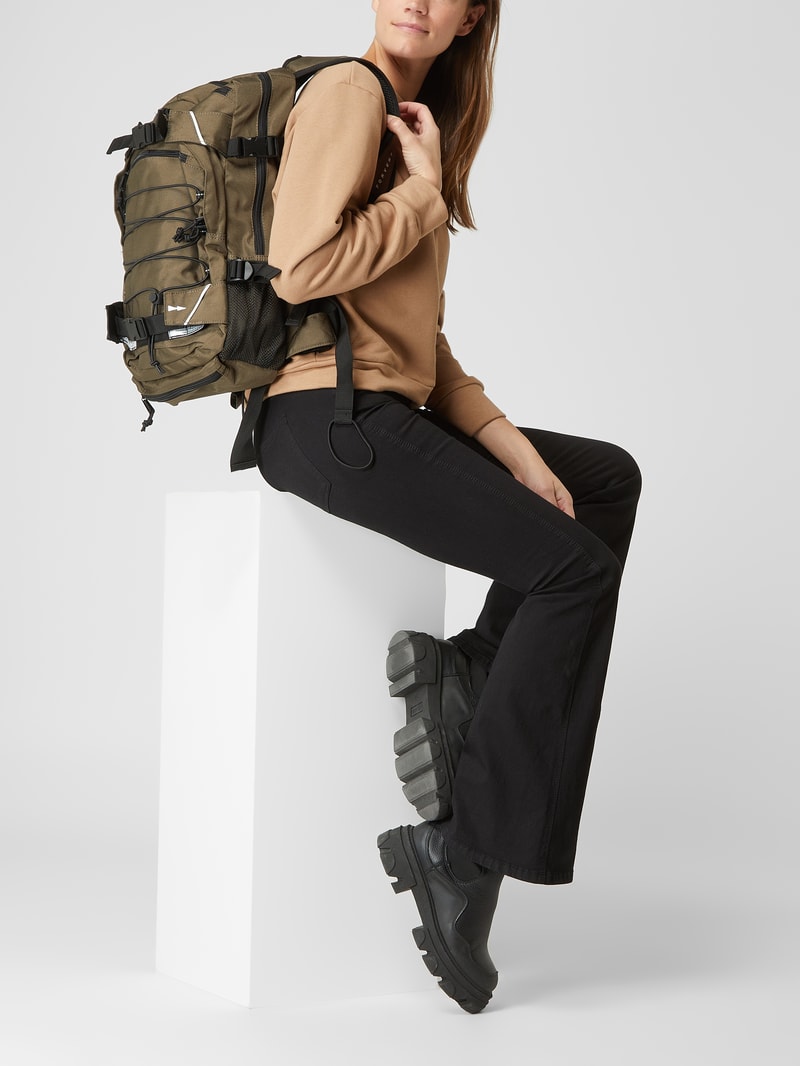 Rucksack mit Label-Details Modell 'LOUIS' in olivgrün