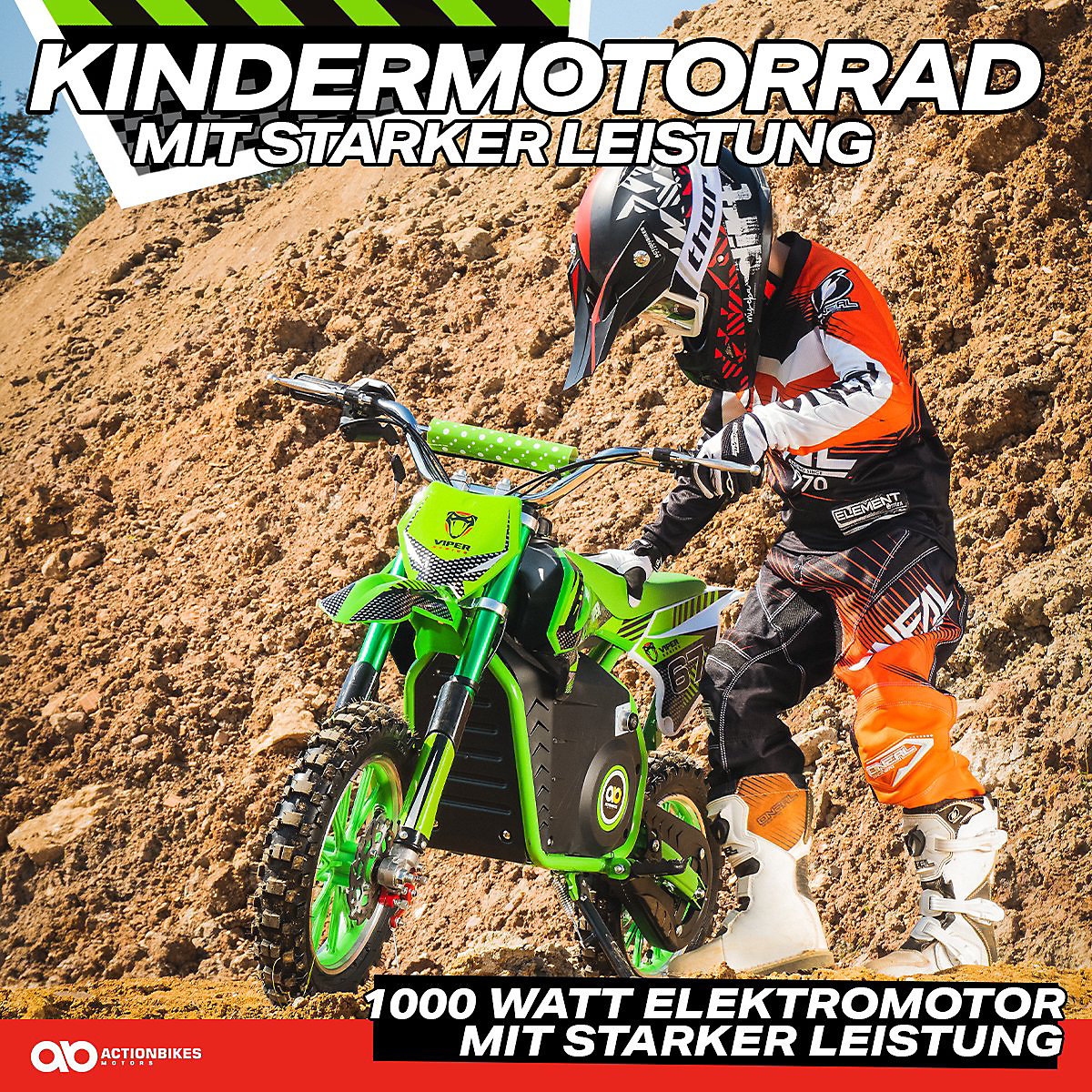 Kinder Elektromotorrad Crossbike Viper - 1000 Watt 36 Volt Elektromotor