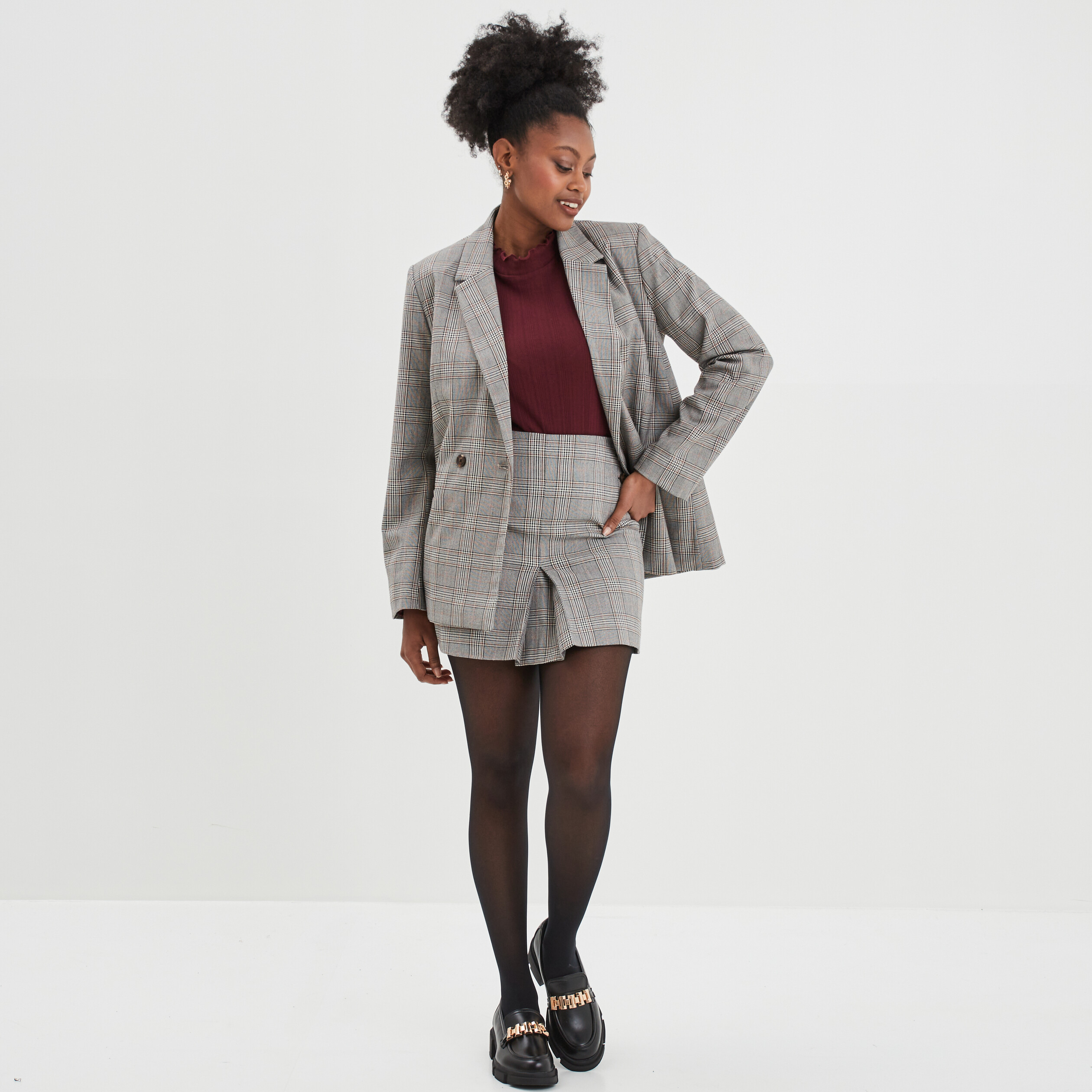 Jupe droite plis à ponts beige femme | La Halle