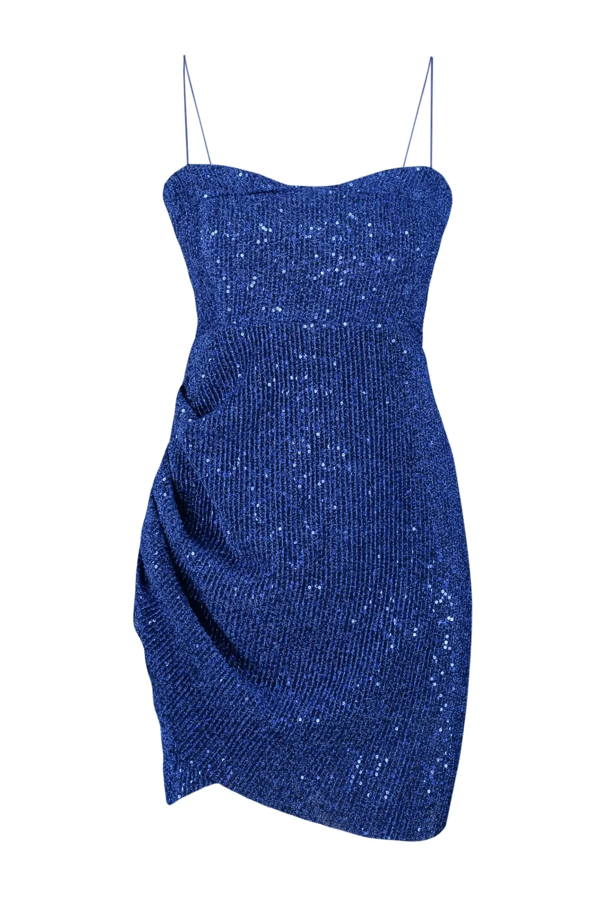 Trendyol Collection  Saks Tailliertes, gefüttertes, glänzendes Pailletten-Elegantes Abendkleid TPRSS22EL2889