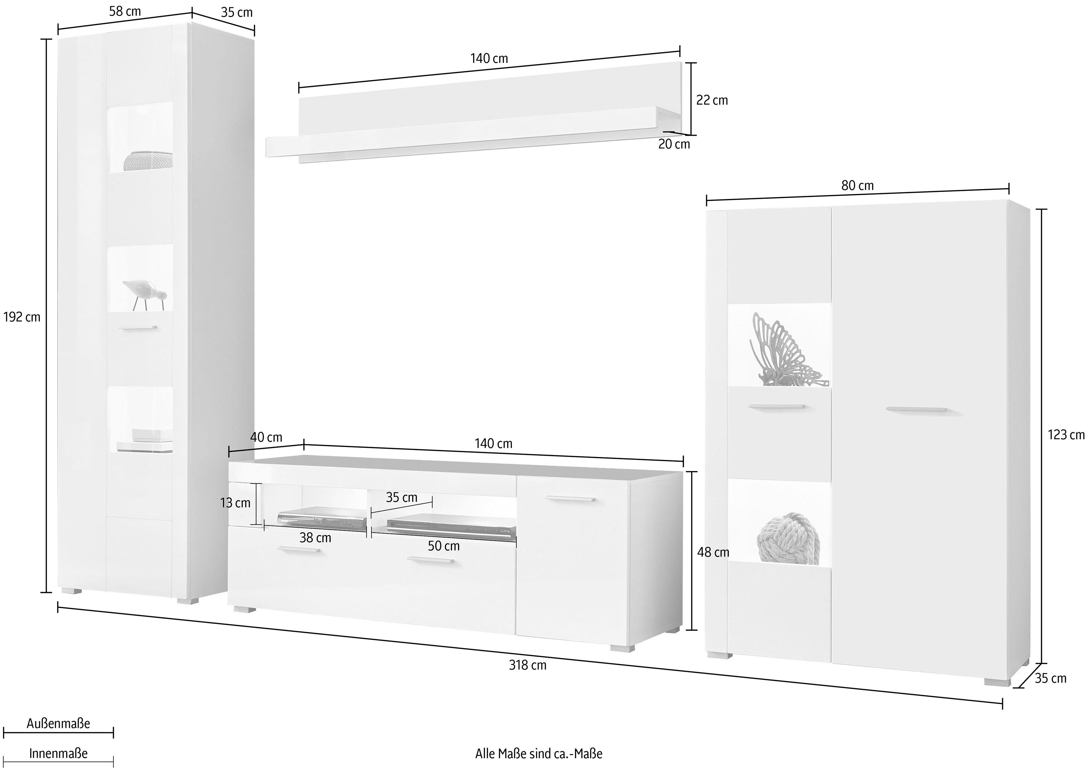 INOSIGN Wohnwand Corado, (Set, 4-St)