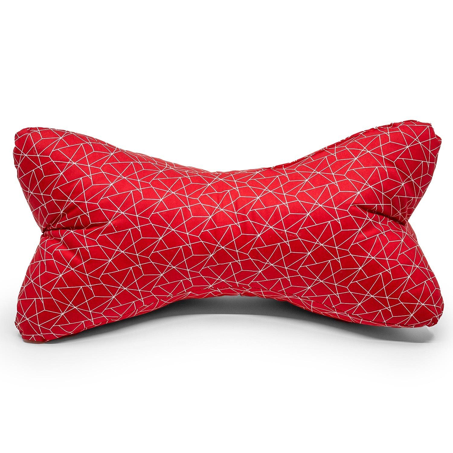 Nackenstützkissen Leseknochen Nackenkissen Rot mit Netzmuster 40 x 20 cm, Landwiesen, Füllung: 100% Kugelfaser, entlastet Kopf-, Nacken- und Schulterbereich