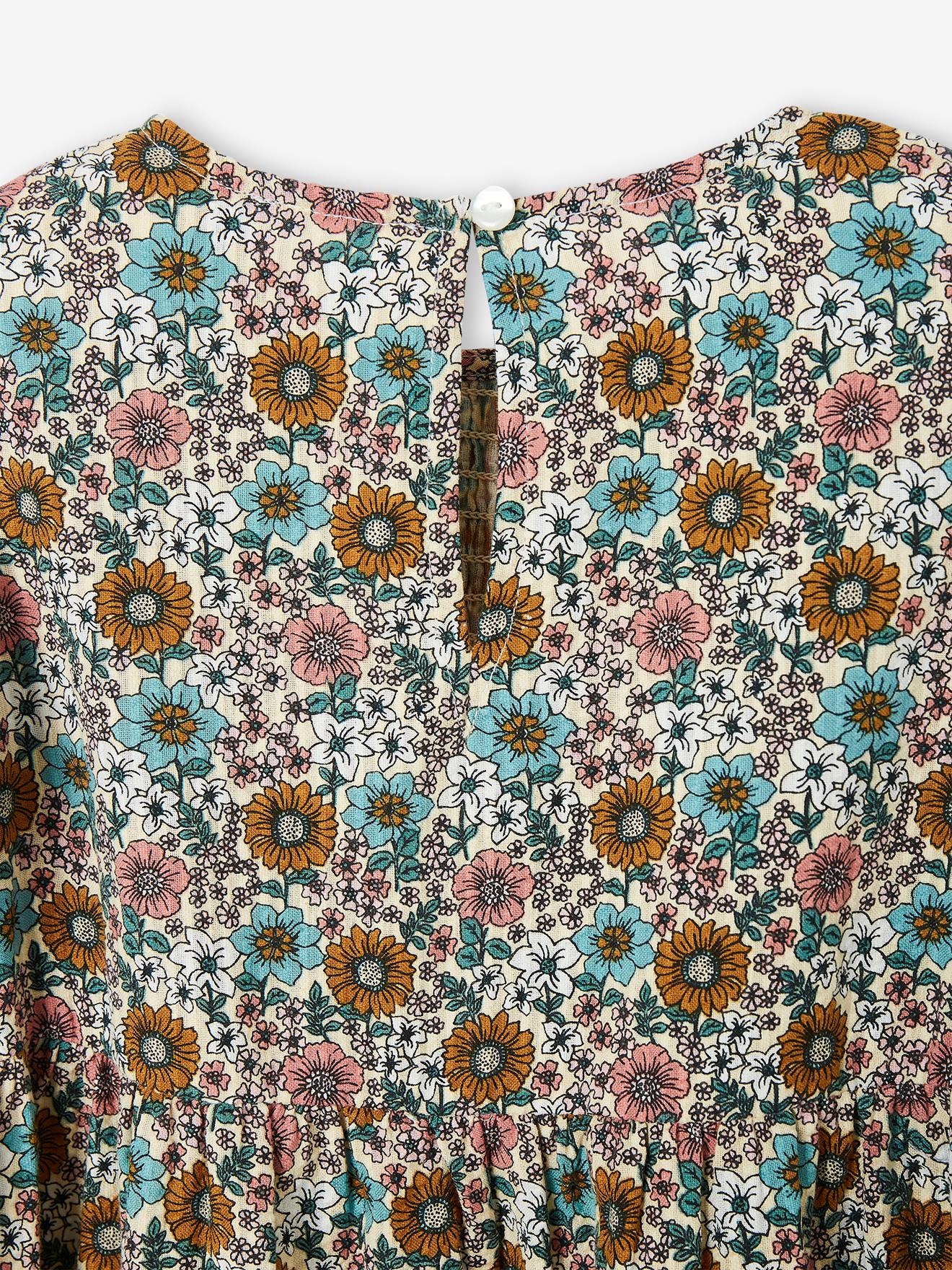 Robe à smocks fille rose nude