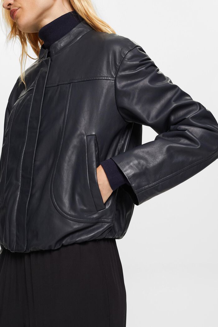 Lederjacke mit Stehkragen