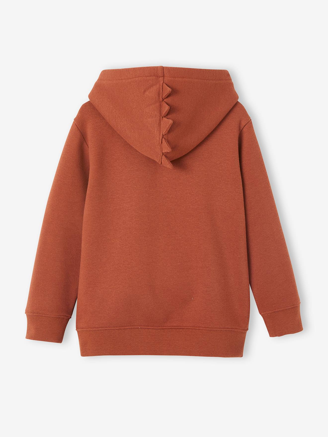 Sweat zippé avec capuche à crête noisette