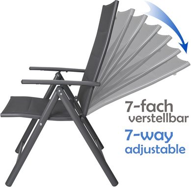 BRUBAKER Gartenstuhl Riva Stuhl mit 7-Fach verstellbarer Rückenlehne (Set, 2 St), Gartenstühle - Faltstühle klappbar - wetterfeste Klappstühle für Terrasse oder Balkon