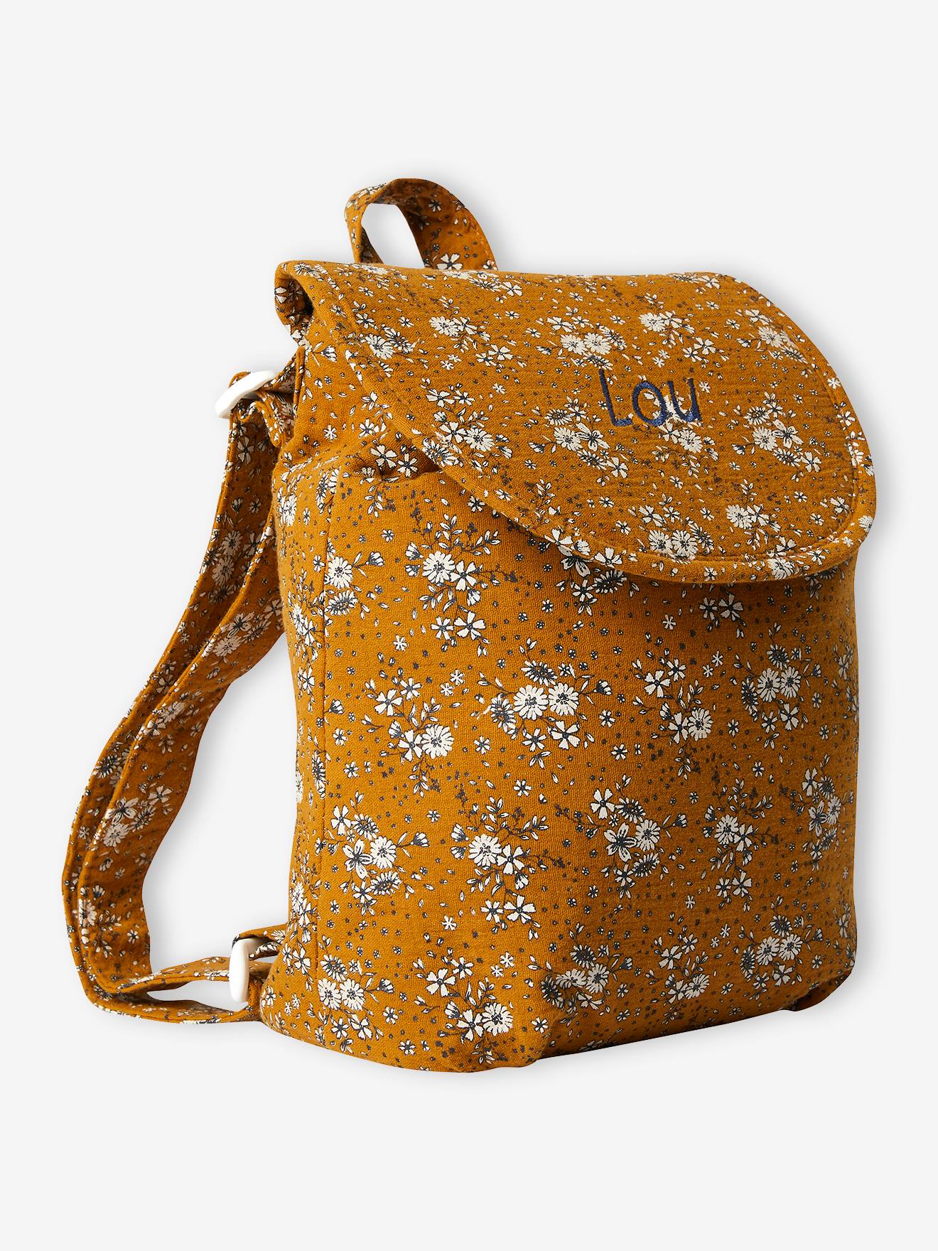 Vertbaudet Mädchen Blumen-Tasche, personalisierbar - camelfarben