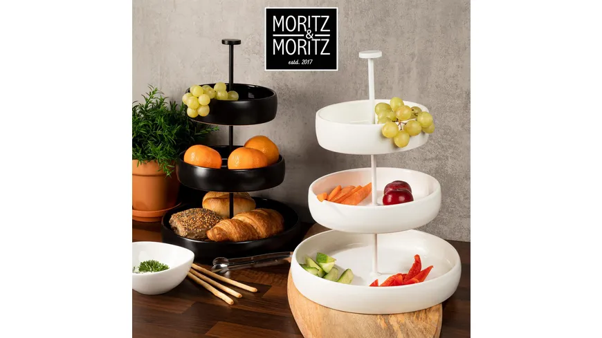 Moritz & Moritz Etagère rund mit Holzstange weiß