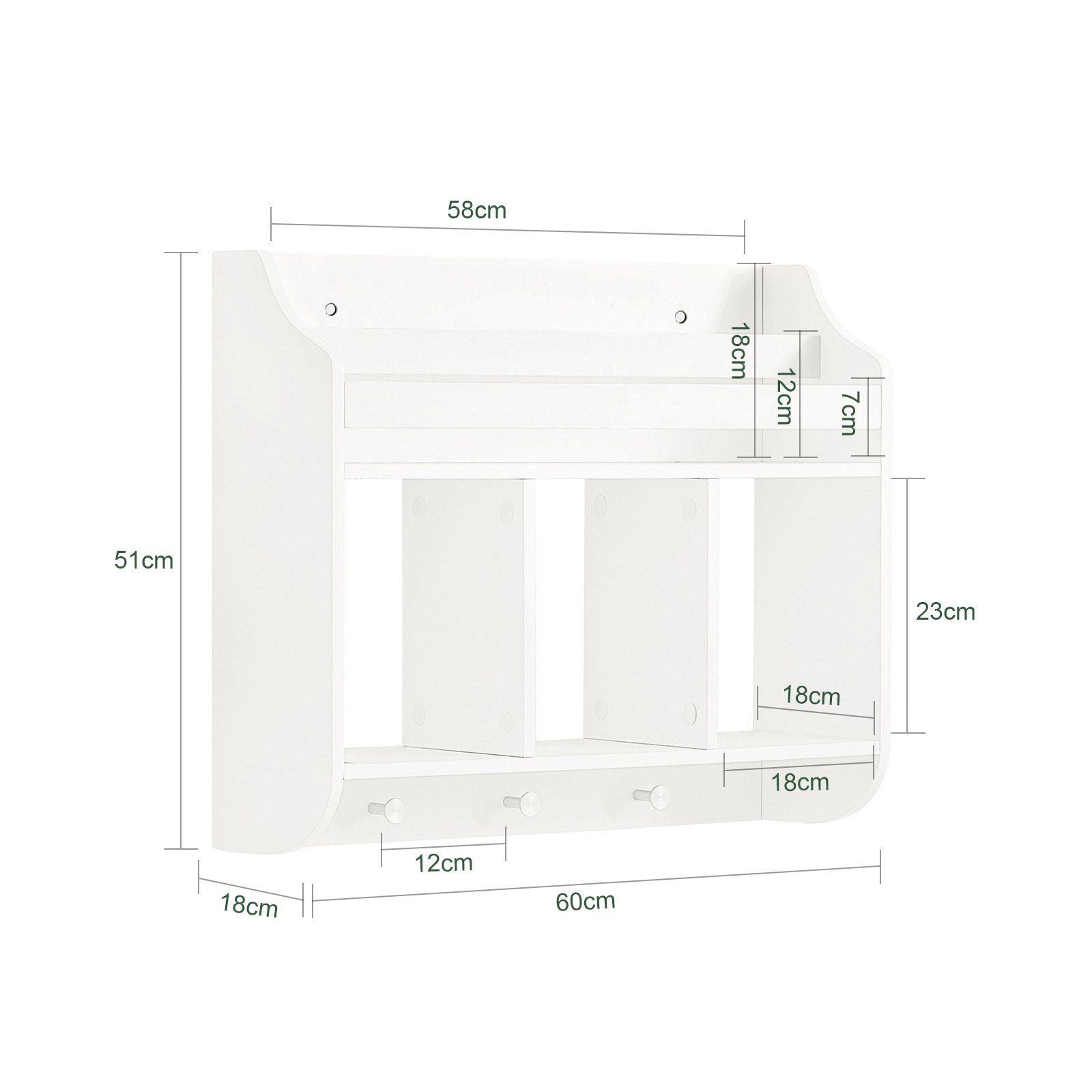 SoBuy Bücherregal KMB46, Kinderregal Wandregal Hängeregal Wandgarderobe mit 3 Haken