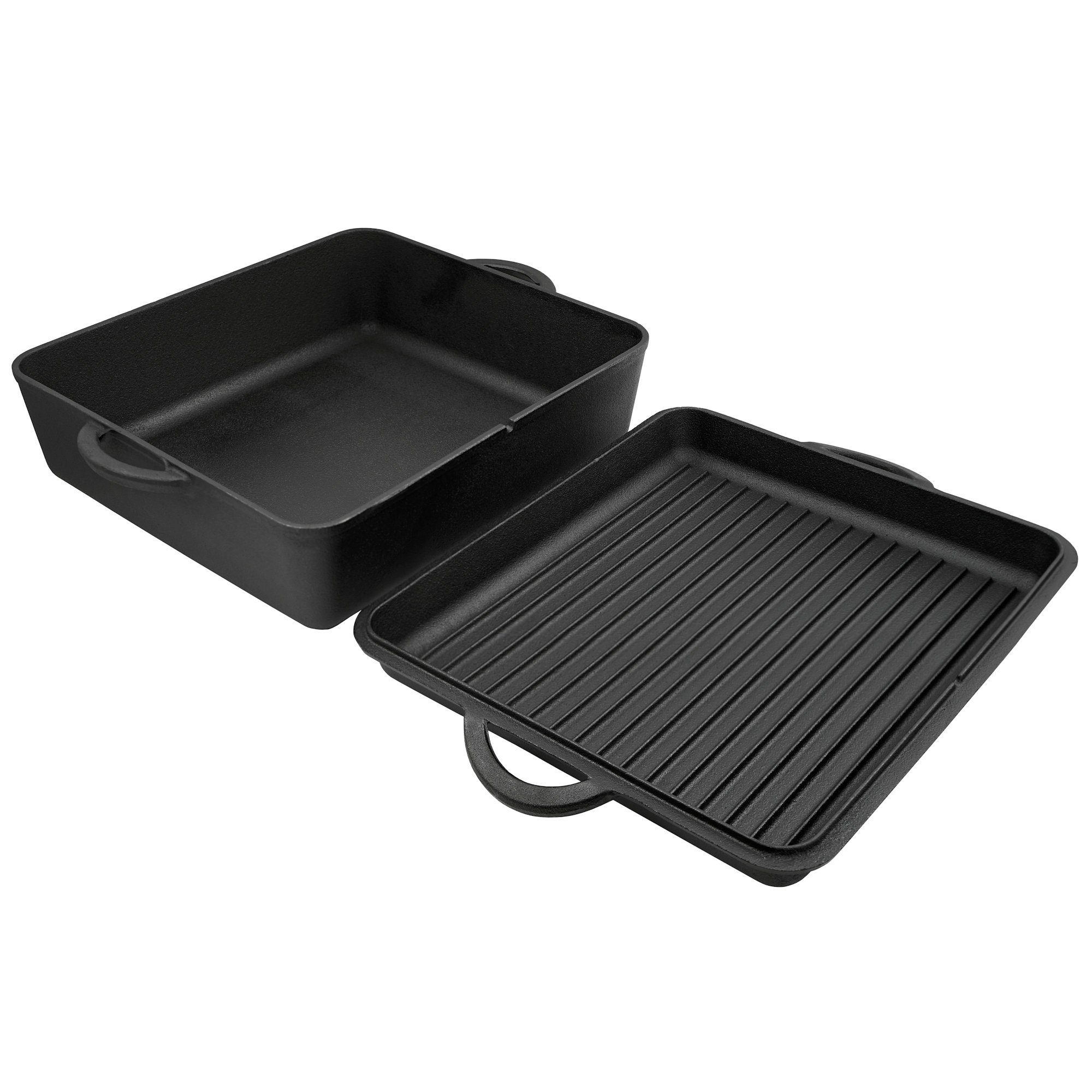 BBQ-Toro Bräter Dutch Oven Pan, 9,5 Liter, Gusseisen Kochtopf, Gusstopf, Gusseisen (2-tlg)