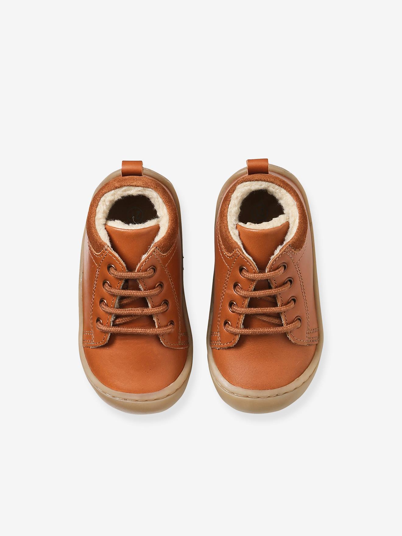 Vertbaudet Baby Krabbelschuhe mit Warmfutter - braun