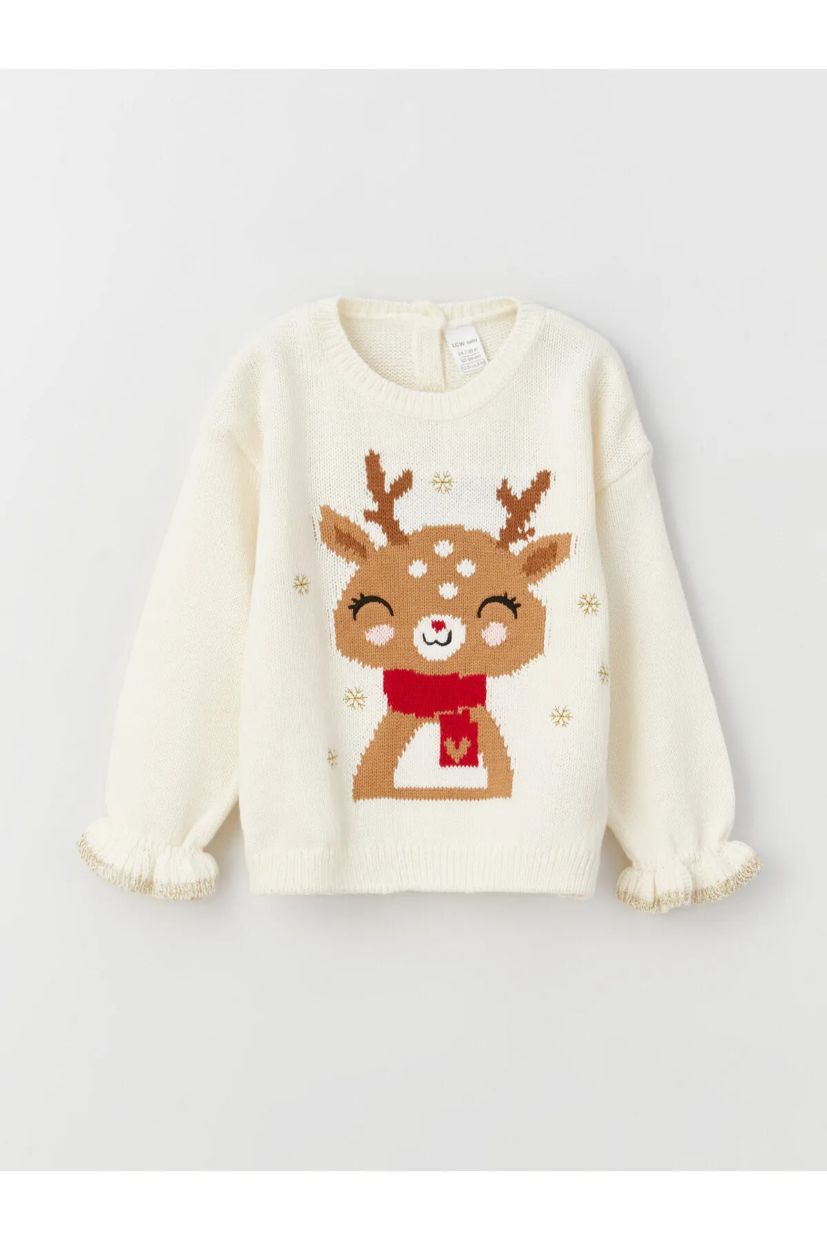 LC Waikiki  Gemusterter Strickpullover für Babys mit Rundhalsausschnitt und langen Ärmeln
