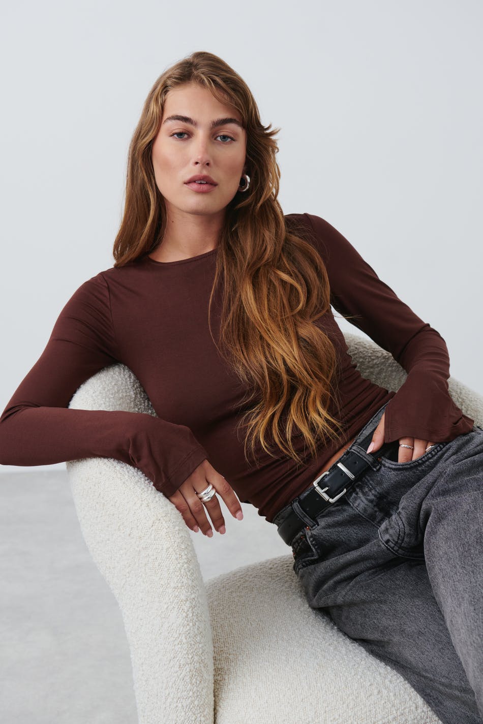 Soft touch crew neck top