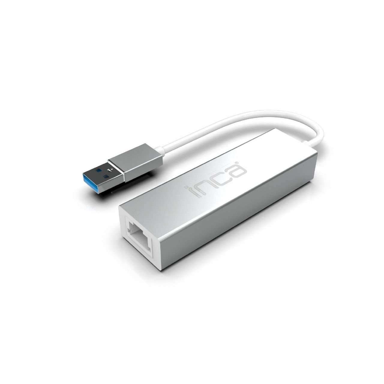 Inca USB-Hub X4 USB 3.0   Ethernet RJ45 USB-Multiport USB-Adapter Silber
