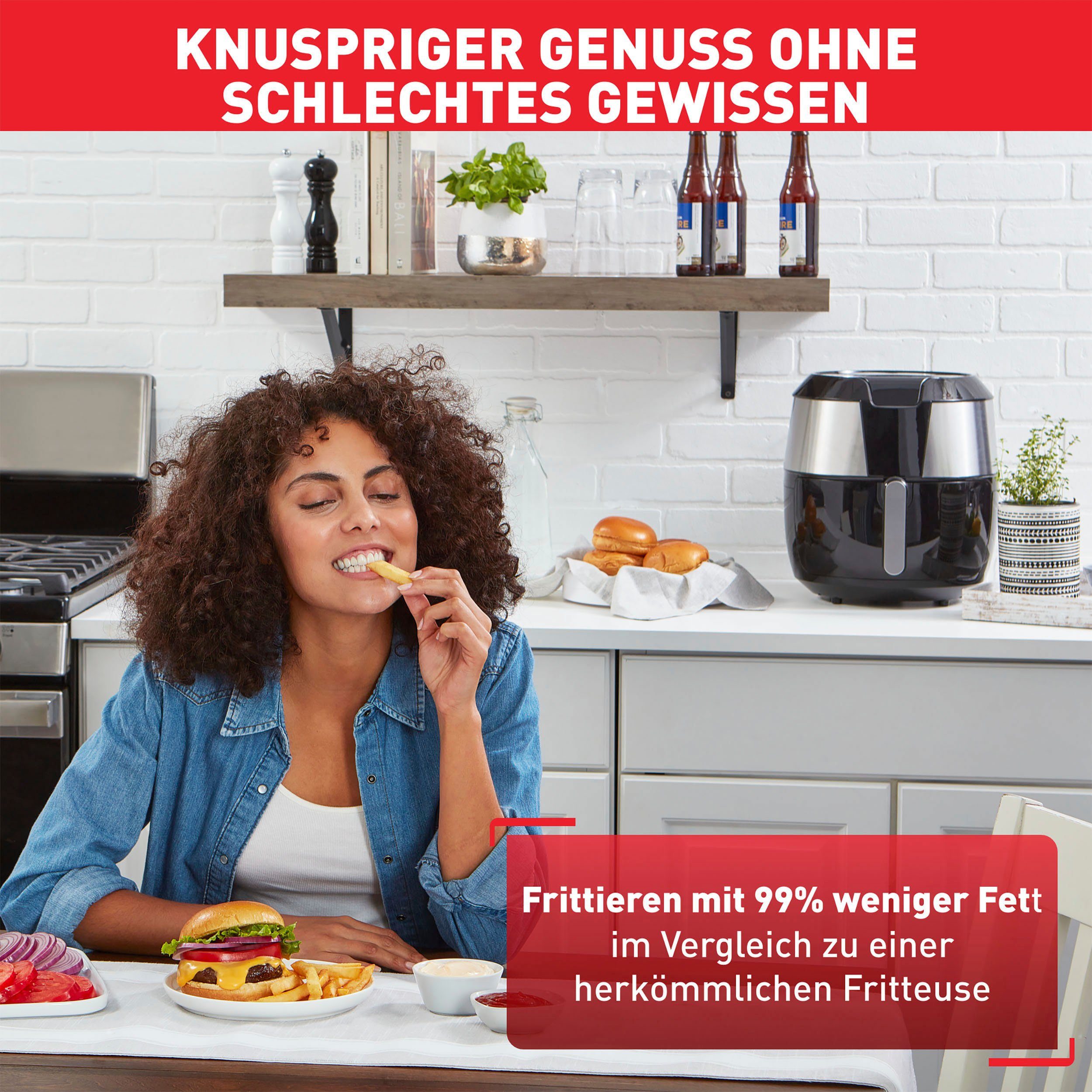 Tefal Heißluftfritteuse EY701D.HERO Easy Fry XXL mit Zubehör-Set, 1850 W, Fassungsvermögen 1,6 kg, Timer, 8 automatische Menüs