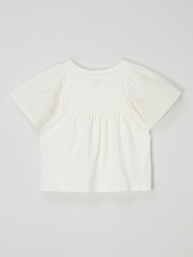 T-Shirt mit Kontrastborten in offwhite