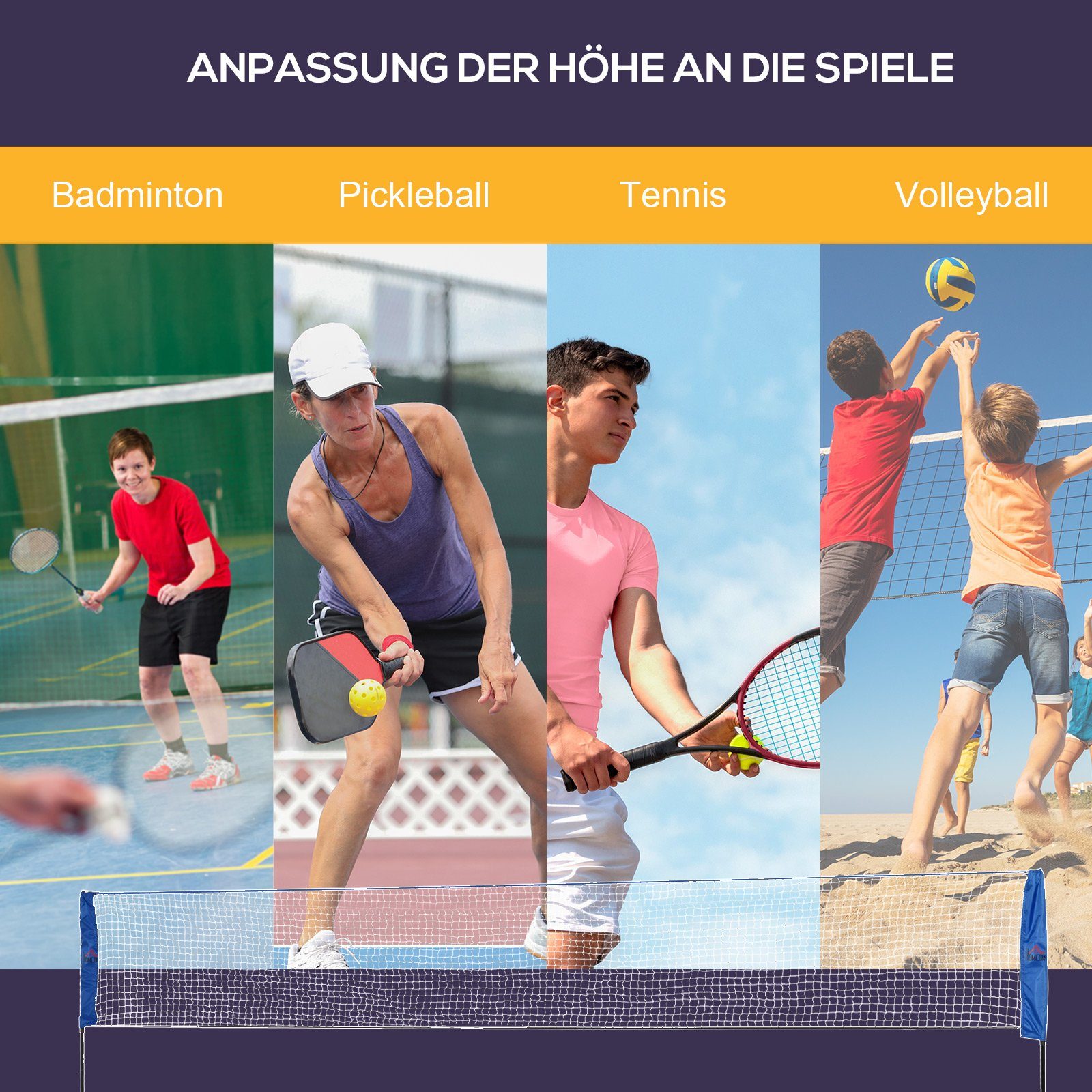 HOMCOM Badmintonnetz Badmintonnetz
