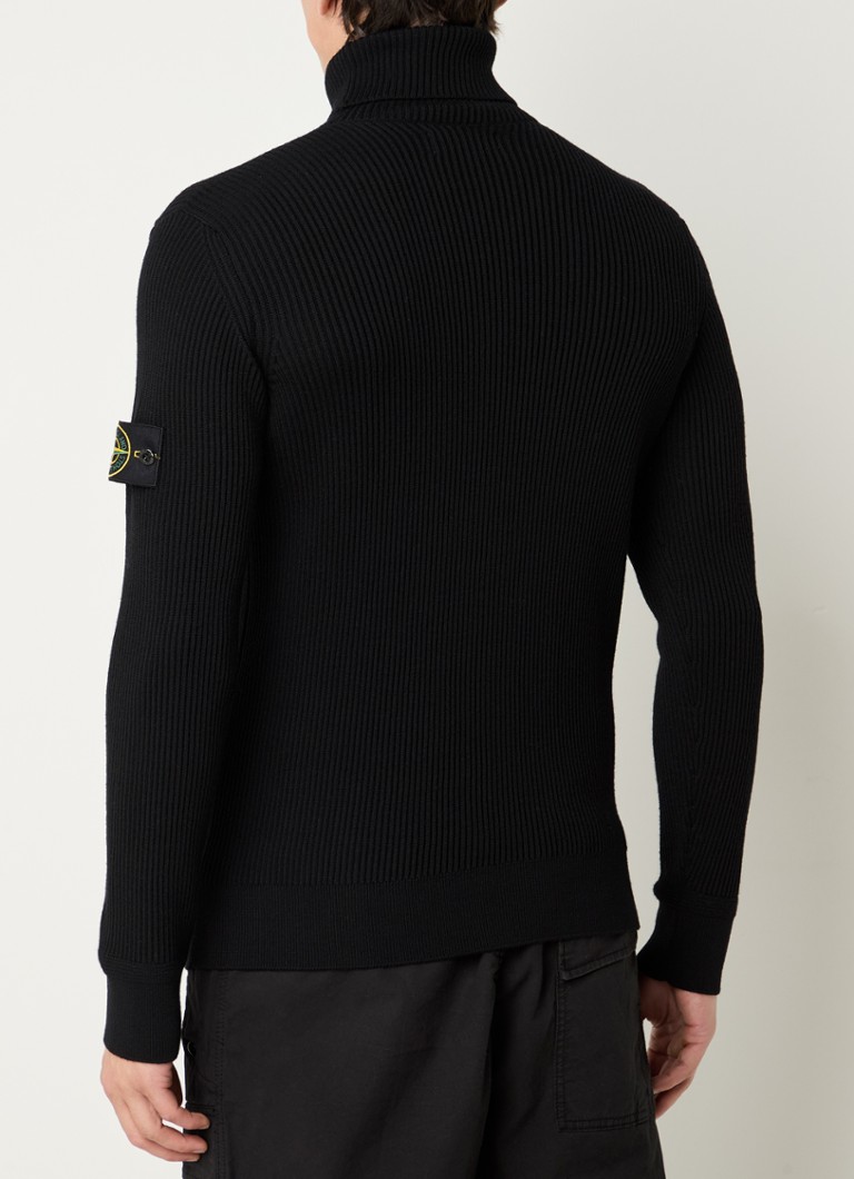 Πουλόβερ Stone Island 552C2 με ριμπ ύφανση από μαλλί-βαμβάκι και λογότυπο