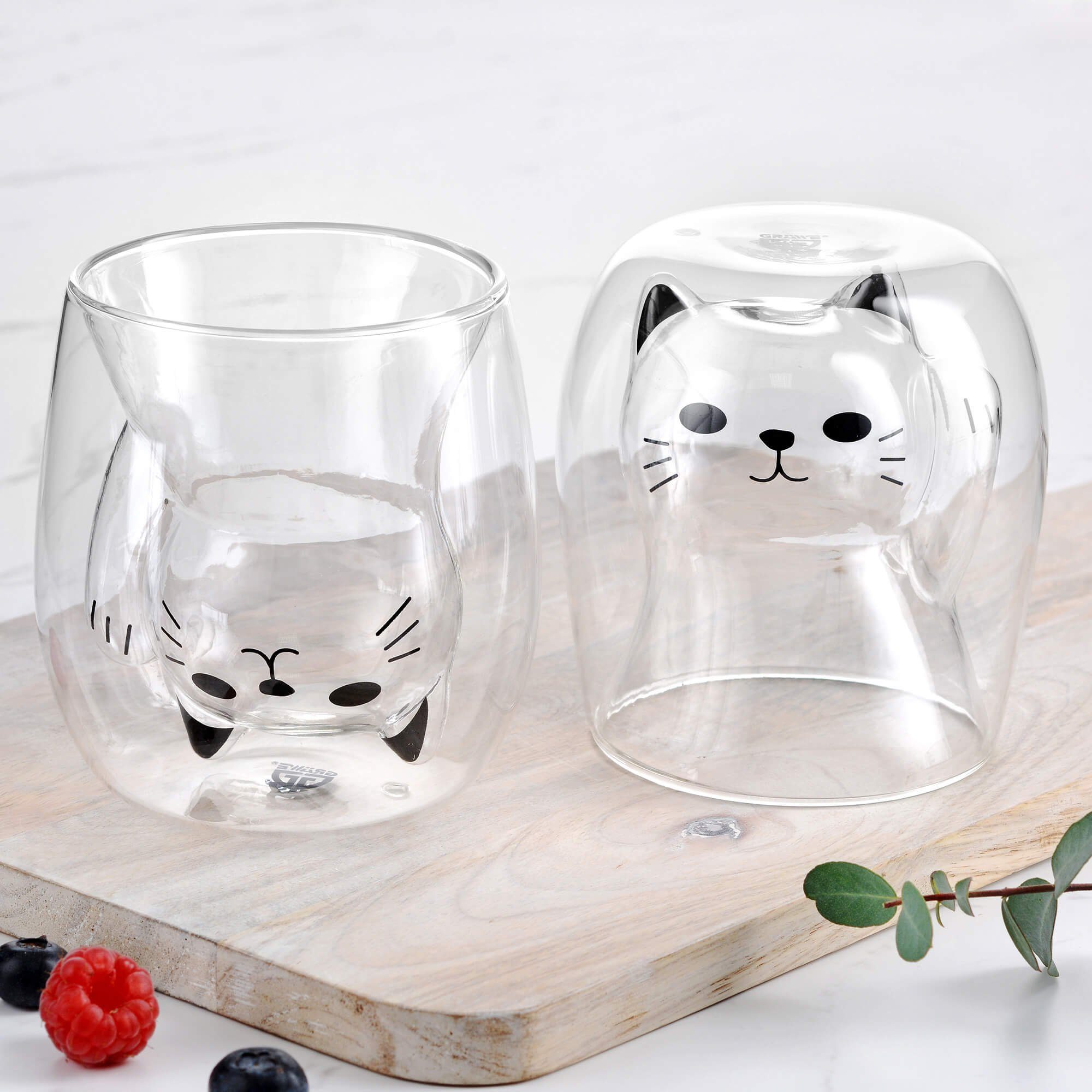 GRÄWE Glas GRÄWE Doppelwandige-Thermogläser, 190ml, 2er Set, Motiv Katze, Glas