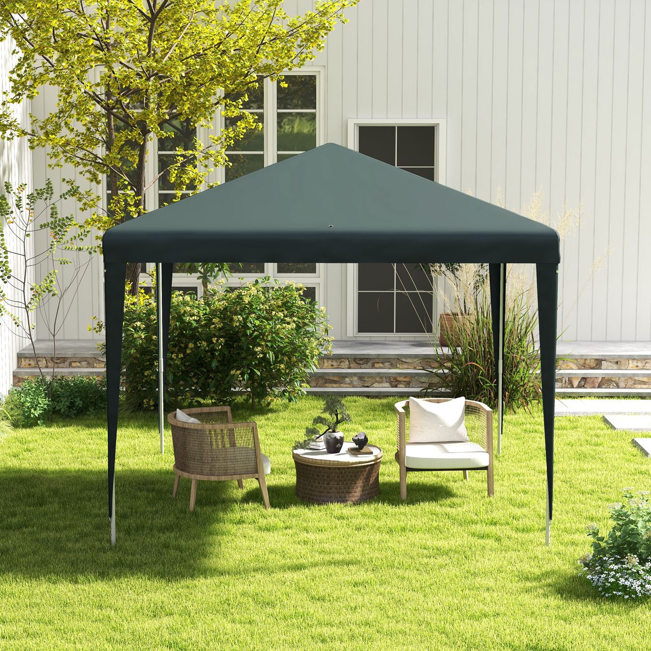 Outsunny Pavillon 2,7 x 2,7 m Partyzelt Gartenpavillon Gartenzelt für Balkon
