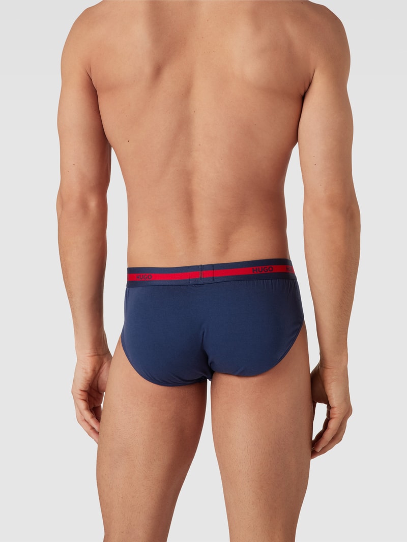 Slip mit elastischem Logo-Bund im 3er-Pack in dunkelblau