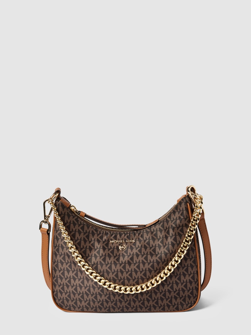 Handtasche mit Label-Detail Modell 'JET SET CHARM' in mittelbraun