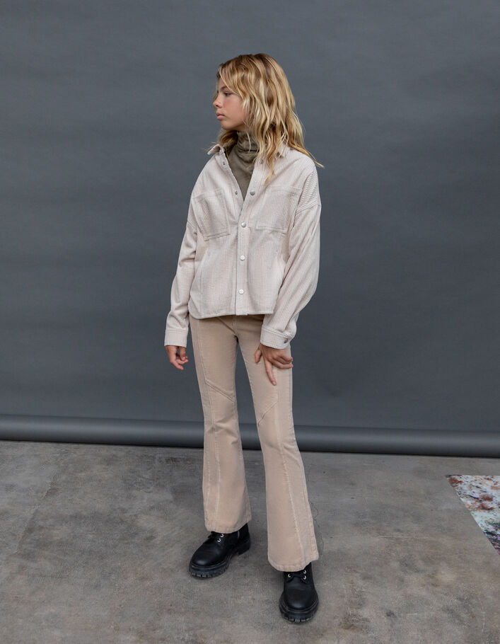 Pantalon FLARE beige taille basse en velours fille