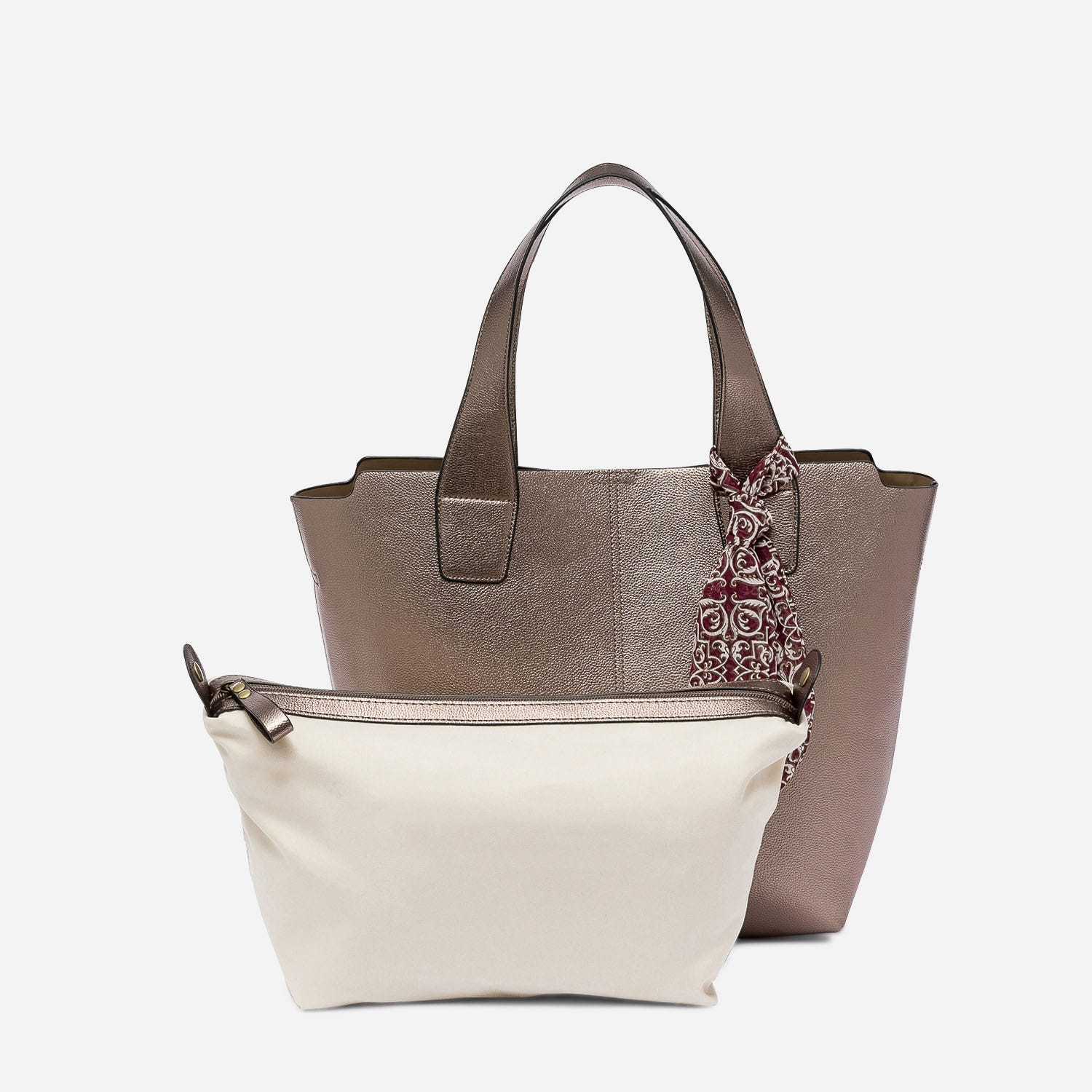 Sac cabas marron métallisé à noeud
