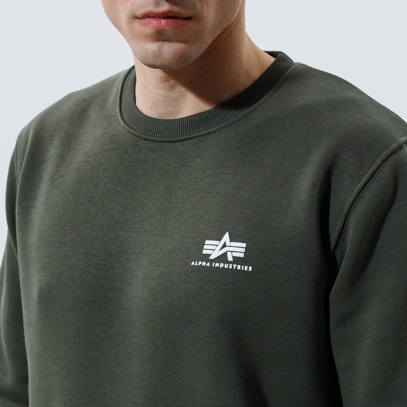 ALPHA INDUSTRIES SWEATSHIRT   BASIC SWEATER SMALL LOGO Khaki