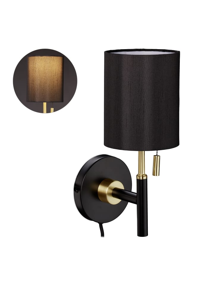 relaxdays Wandleuchte in Schwarz/Gold günstig kaufen onesize