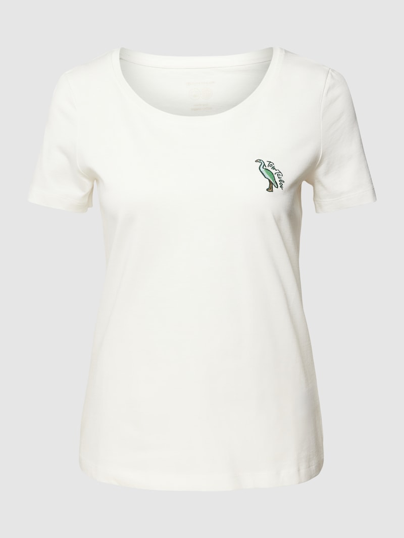 T-Shirt mit Label-Detail in offwhite