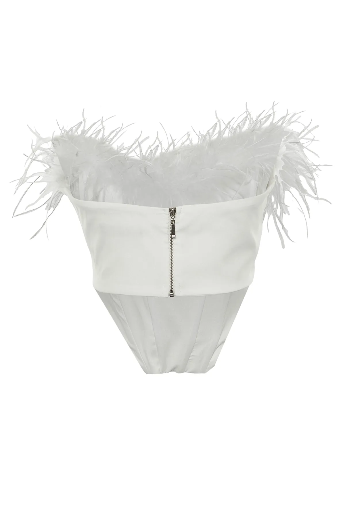 Trendyol Collection  Weißes, bauchfreies, gefüttertes, spitzes Bustier für die Braut TPRSS22BS00018